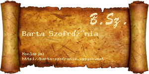 Barta Szofrónia névjegykártya